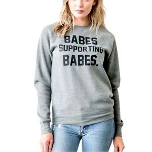 Brunette The Label ‘Babes Supporting Babes’ Grey Graphic Sweatshirt Size S/M
